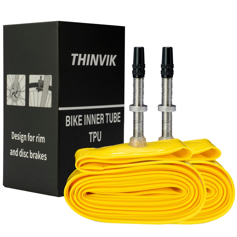 Thinvik TPU Inner Tube Metal Presta Valve Stem for Road Bike Tire 700 x 18-32 Bicycle Tube 45MM Length of Presta Valve- 2 PCS (One Pair) - Image 1